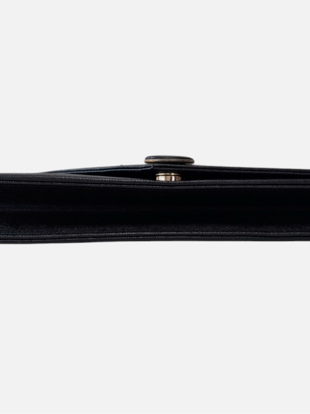 Saint Laurent Black Leather Envelope Clutch with Gold-Tone Button - Picture 4 of 13